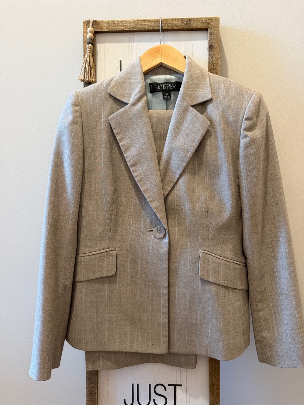 Kasper Women's Taupe Notch-Lapel Single-Button Blazer